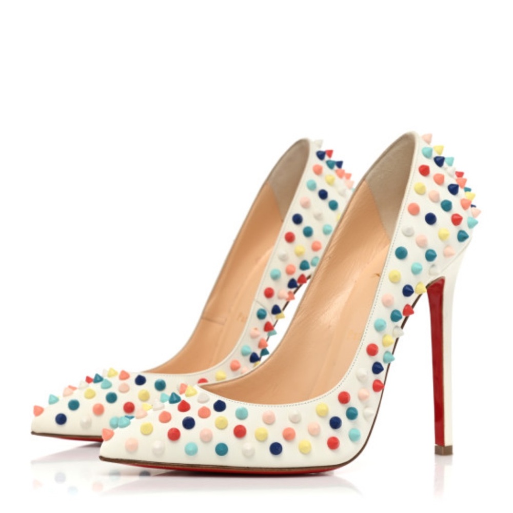 CHRISTIAN LOUBOUTIN 
Gomme Pigalle Spikes 120 Pumps size 36 White Multicolor